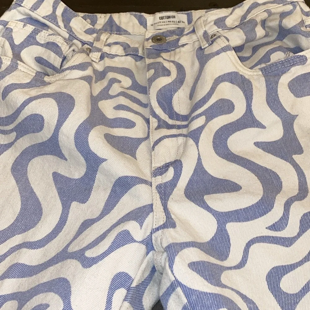 Cotton On Size 8 Long Straight Jeans In Blue Swirl - Picture 15 of 15